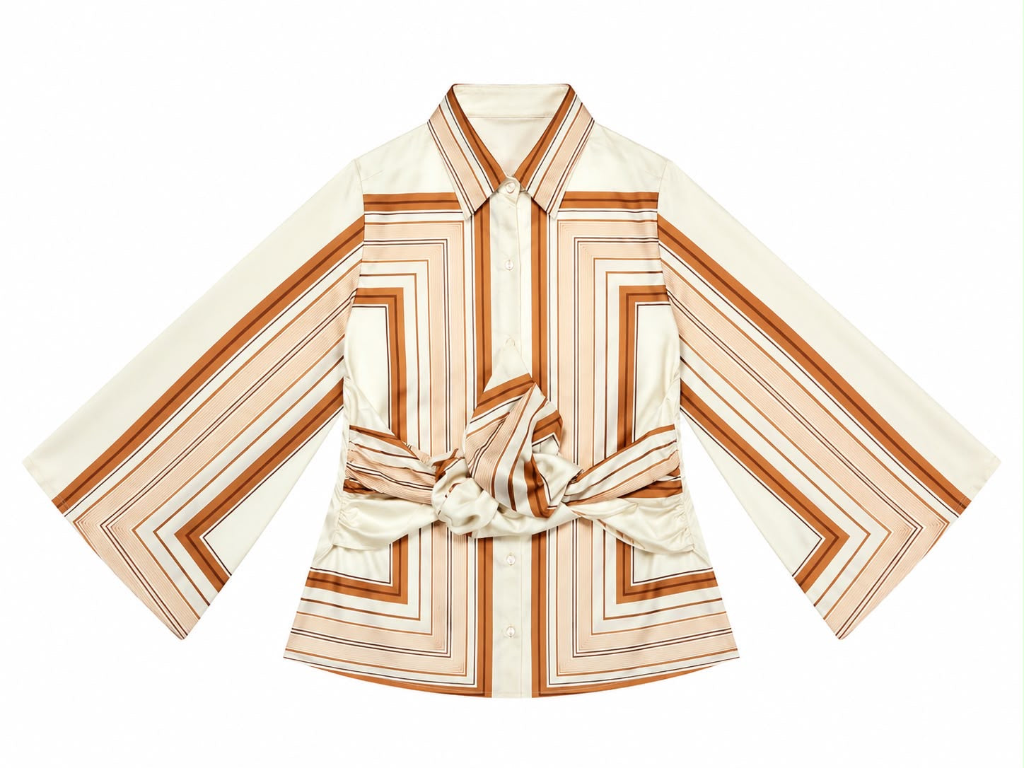 SHIRT VIVI SQUARE STRIPES BISCUIT BROWN MCL12812