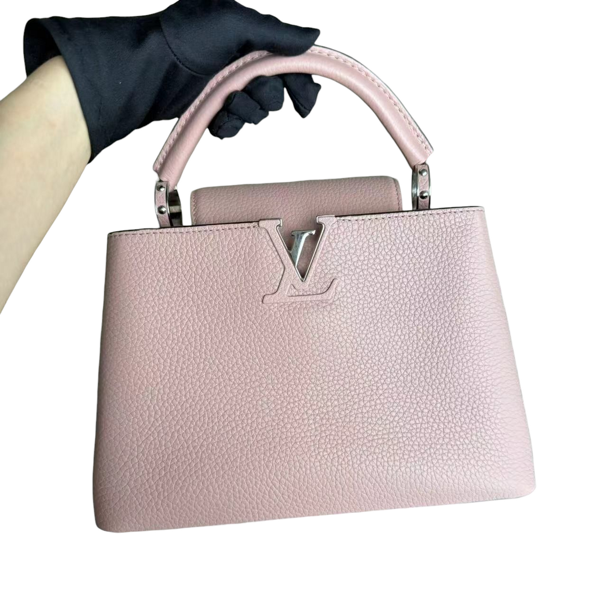 Luxury Evermore Louis Vuitton Capucines BB bag in Rose Jasmin Taurillon calfskin with silver hardware