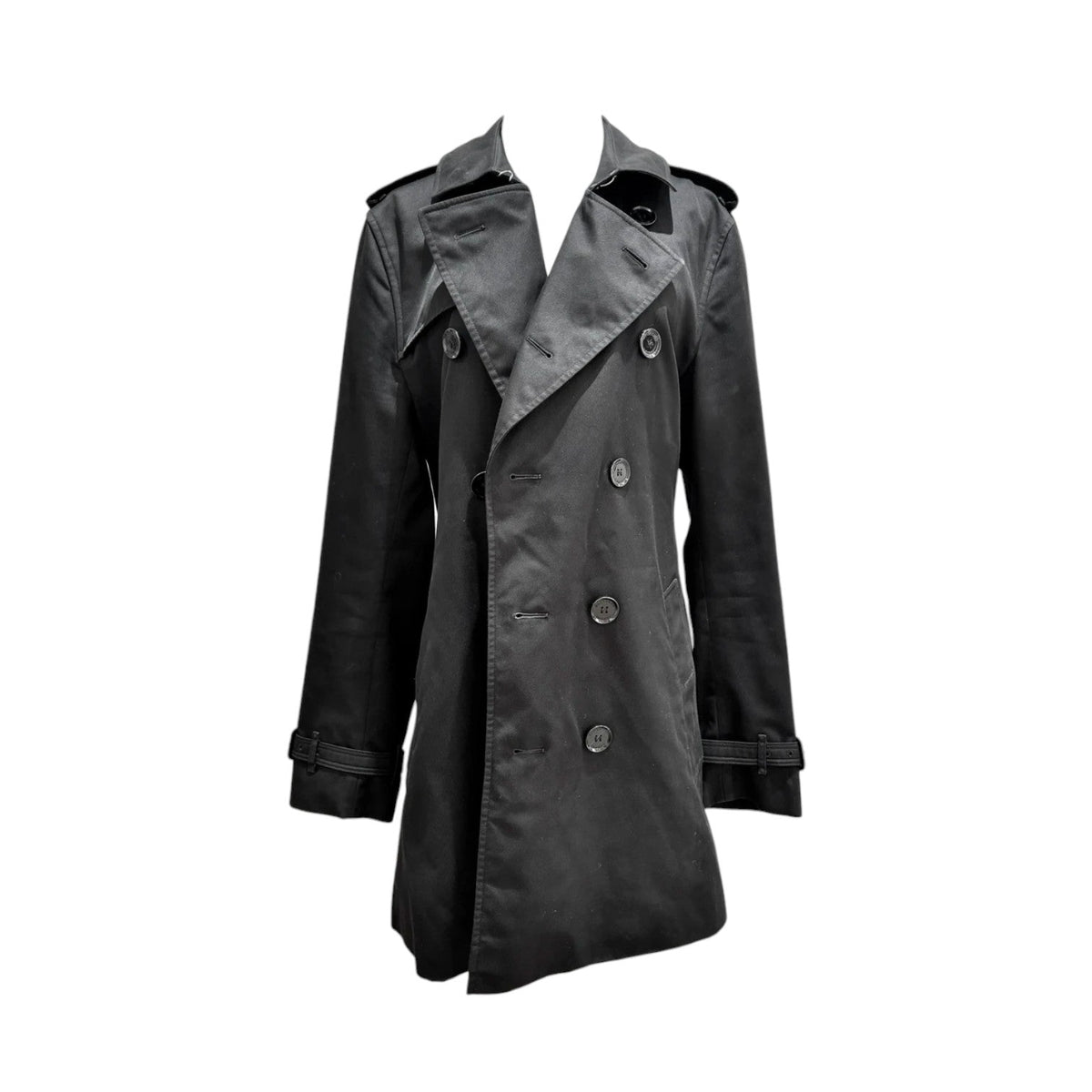 Burberry Black Mid Length Cotton Trench Coat - Size 48