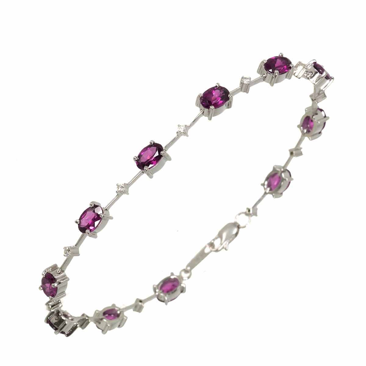 Garnet 5.66ct Diamond 0.16ct Bracelet 18K K18 WG White Gold 750 902974430