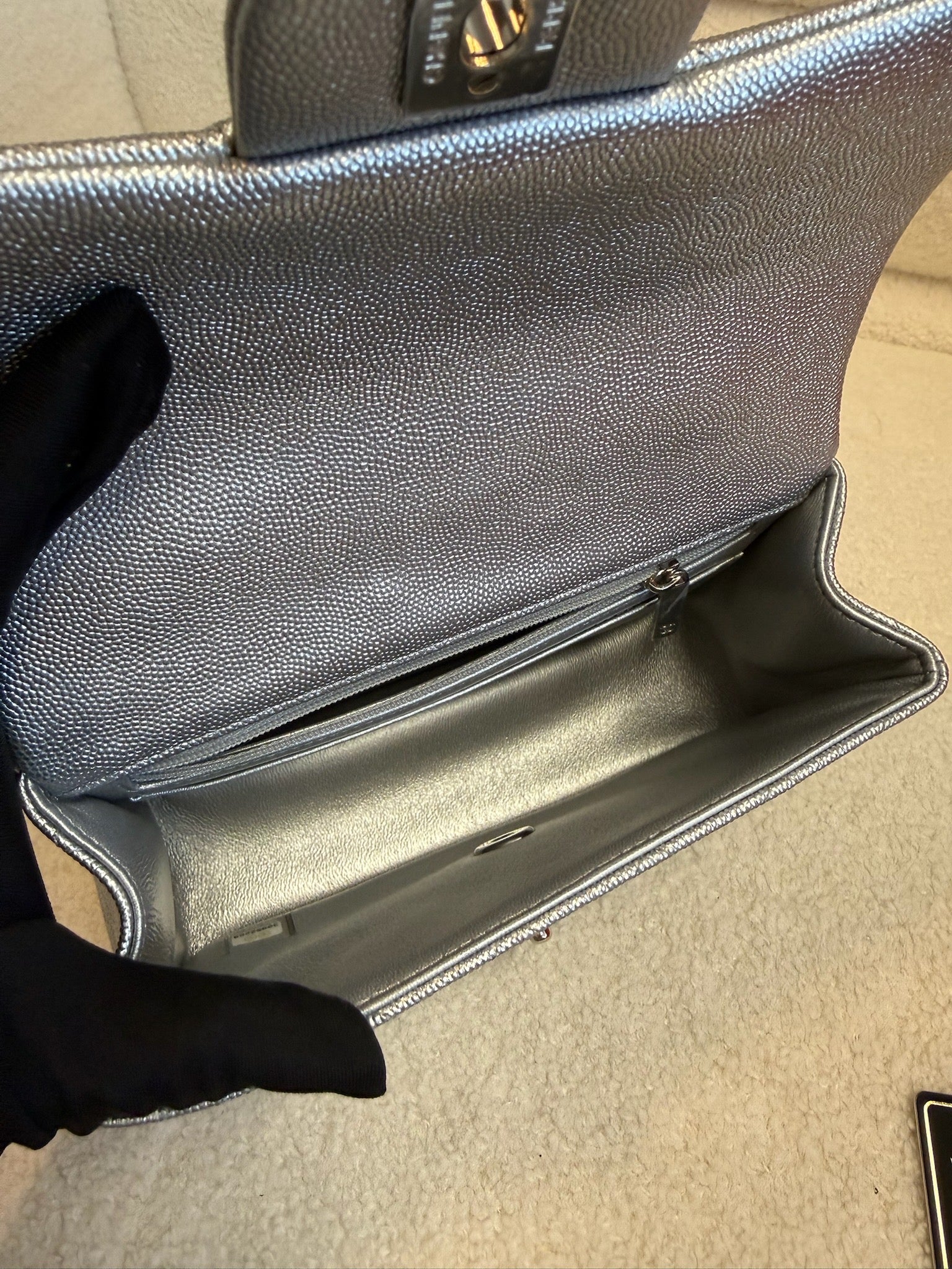 Chanel Mini Top Handle Flap Bag - Silver image 10