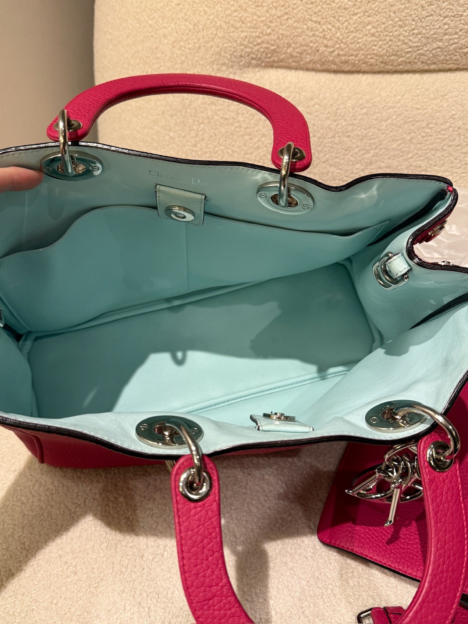 Christian Dior Calfskin Medium Diorissimo Bag Fuchsia