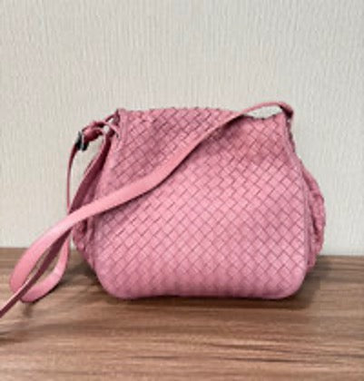 BV/Bottega Veneta Pink Purple Woven Flap Shoulder/Crossbody Bag 3022606183212