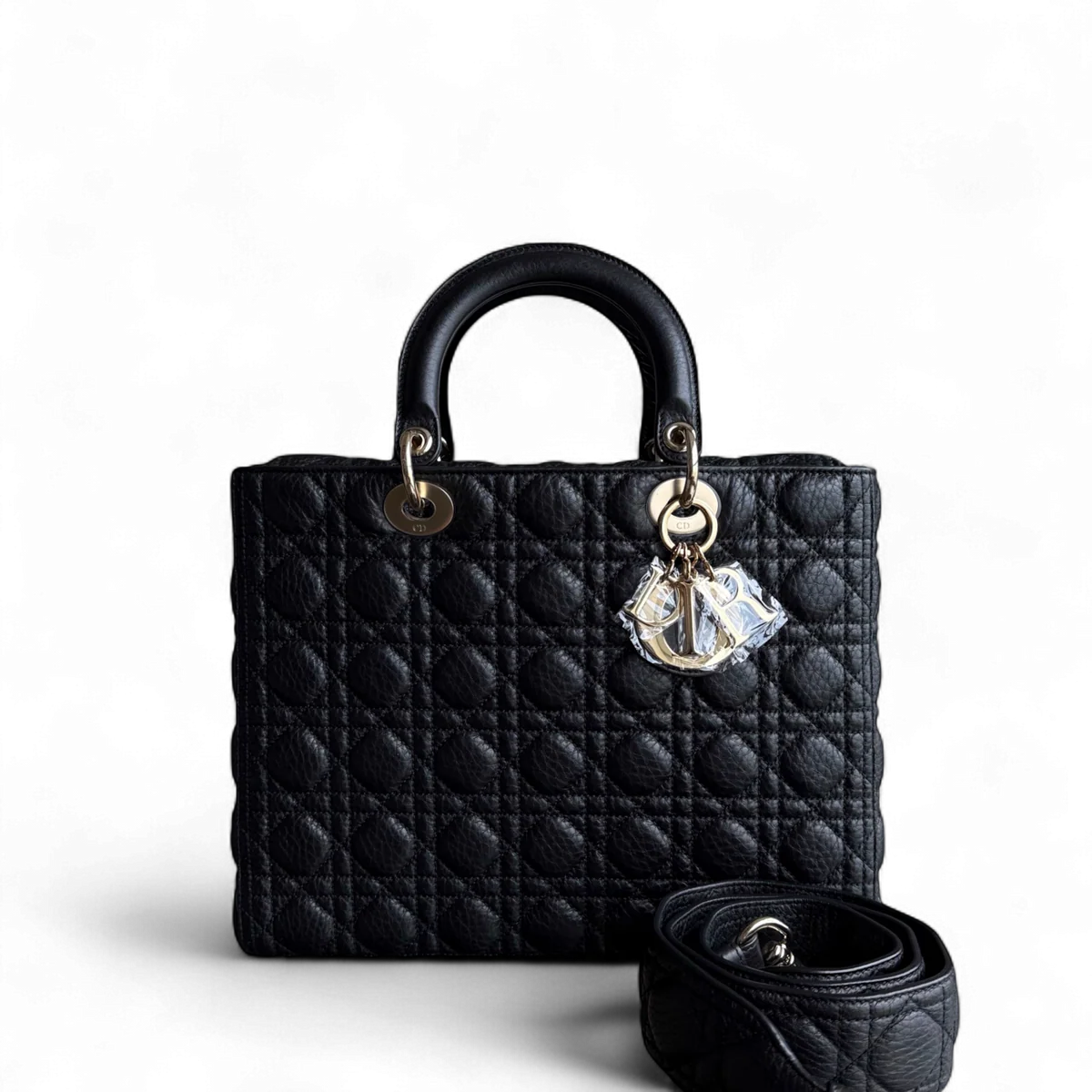 LADY LARGE FLAP GRAINED CALFSKIN CANNAGE BLACK GHW SYCM488