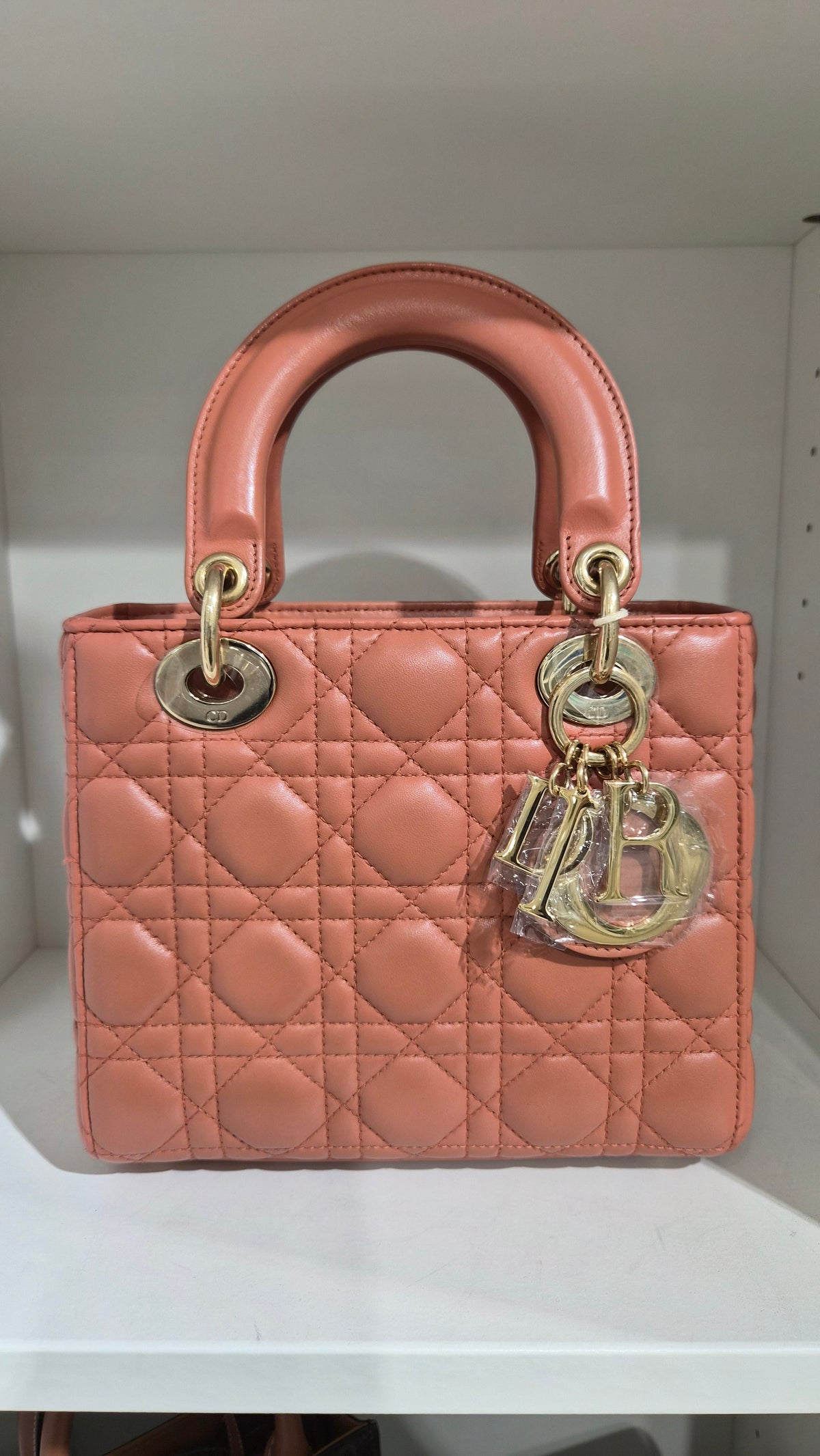 Dior Lady Small - Cannage Lambskin Coral Gold Hardware SYC2347