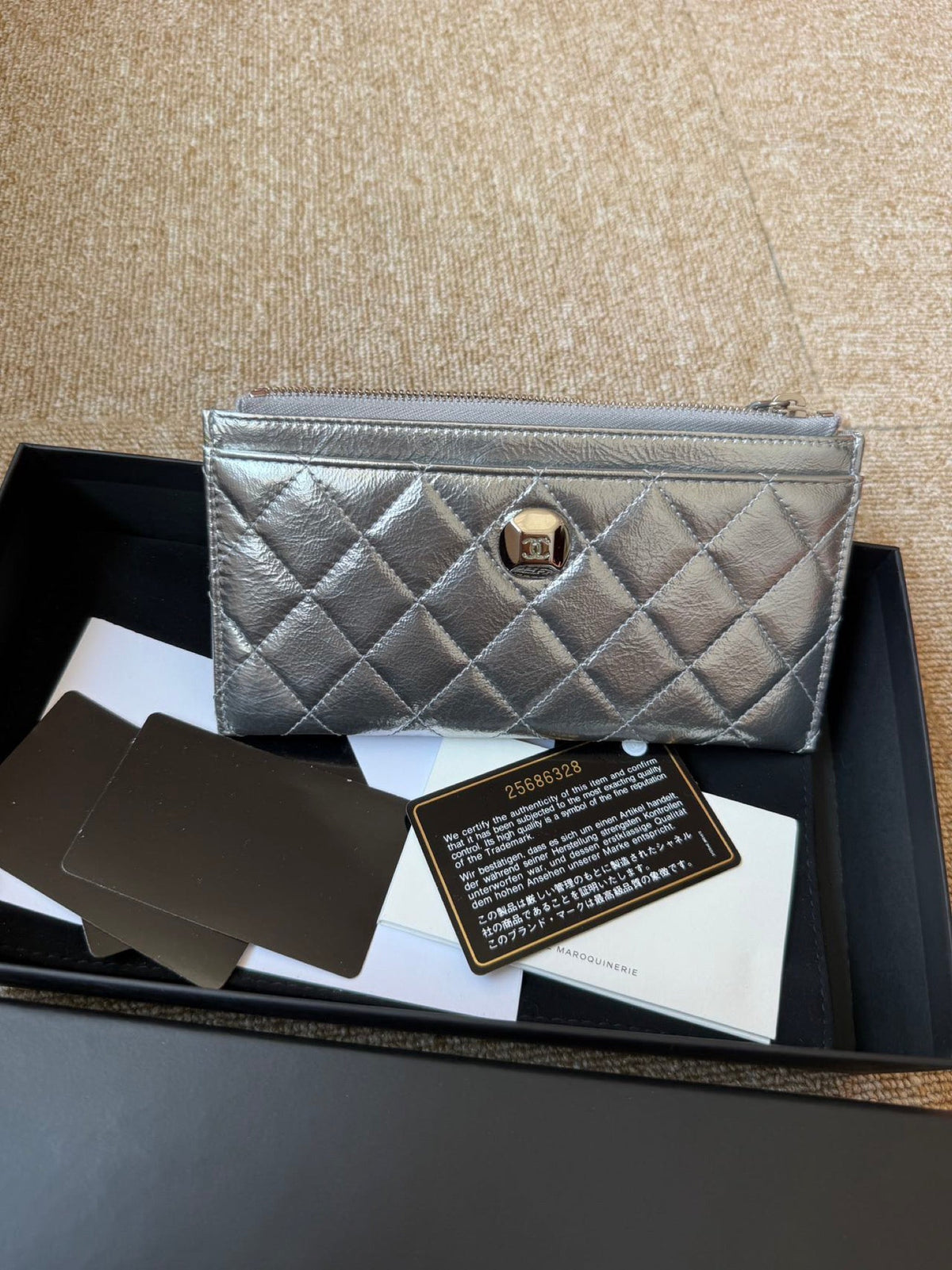 Chanel Quilted Leather Long Wallet - Silver image 11