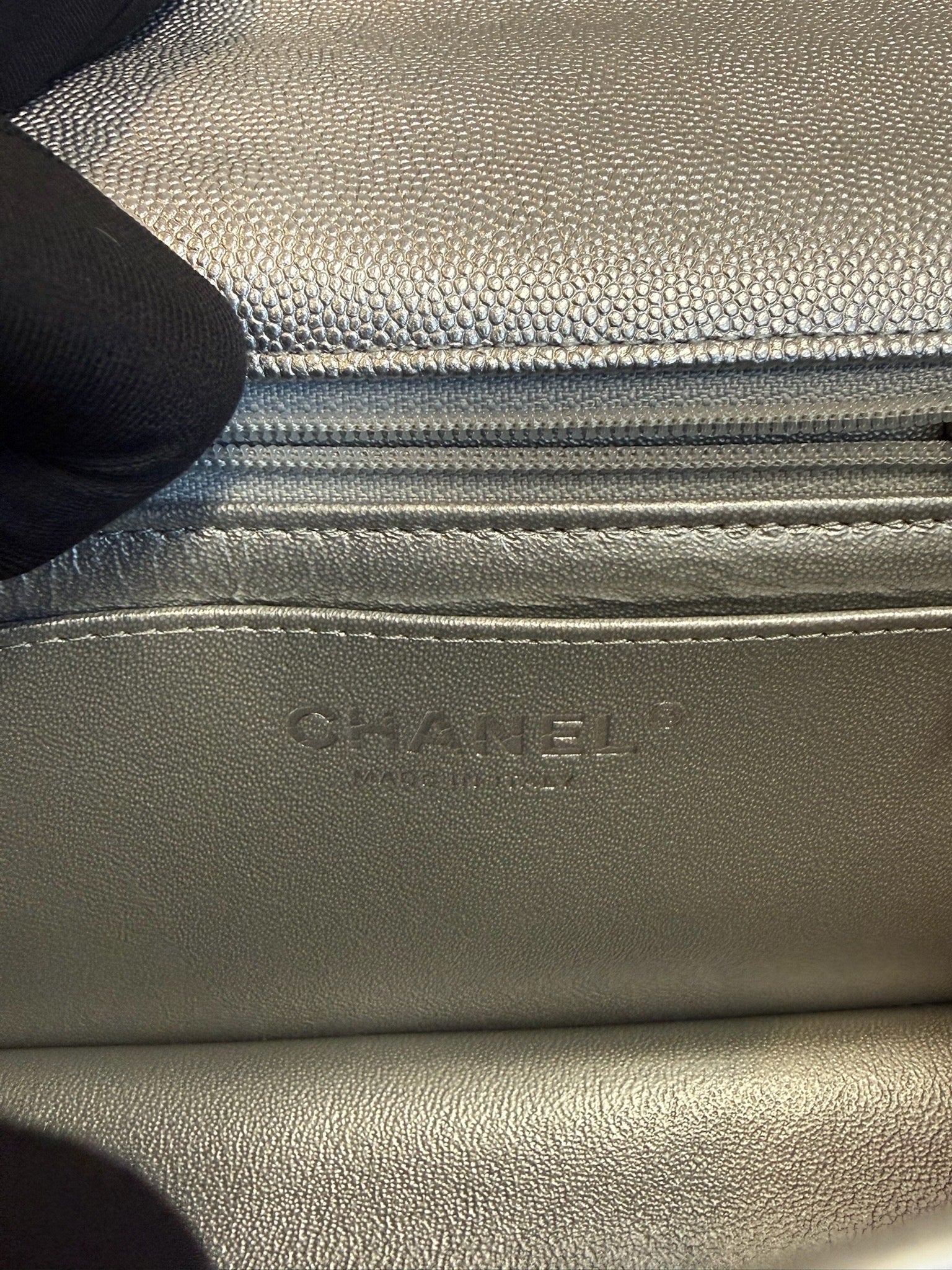 Chanel Mini Top Handle Flap Bag - Silver image 11