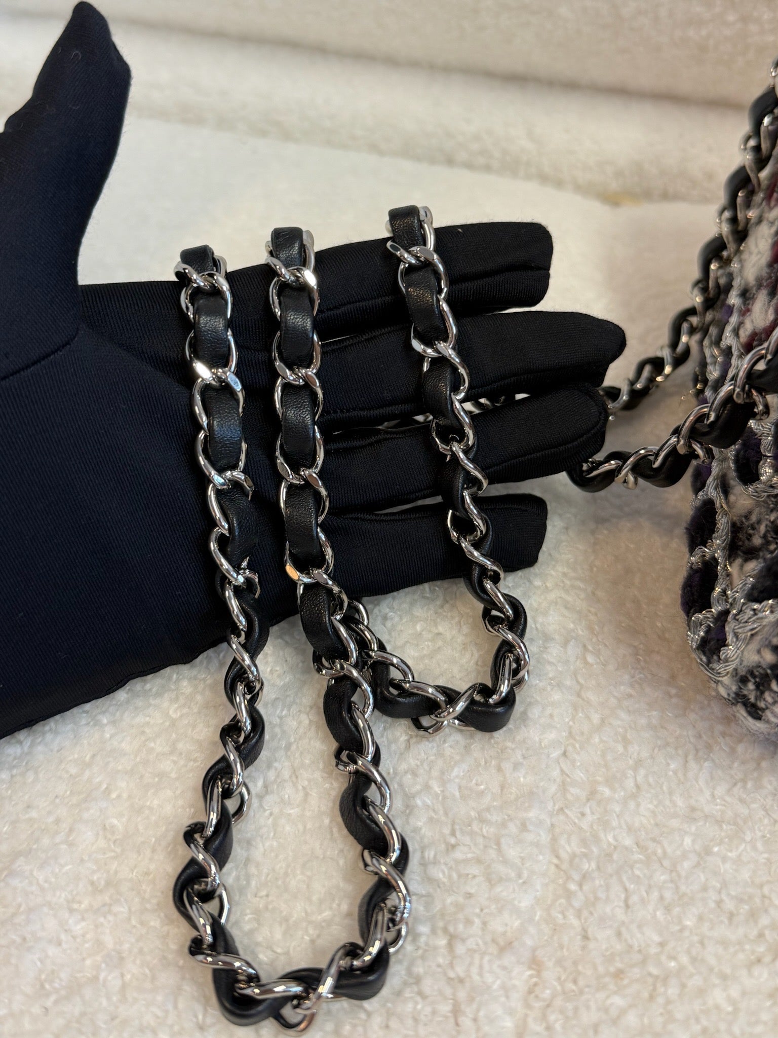 Chanel Mini Classic Flap Bag - Tweed Multicolour image 11