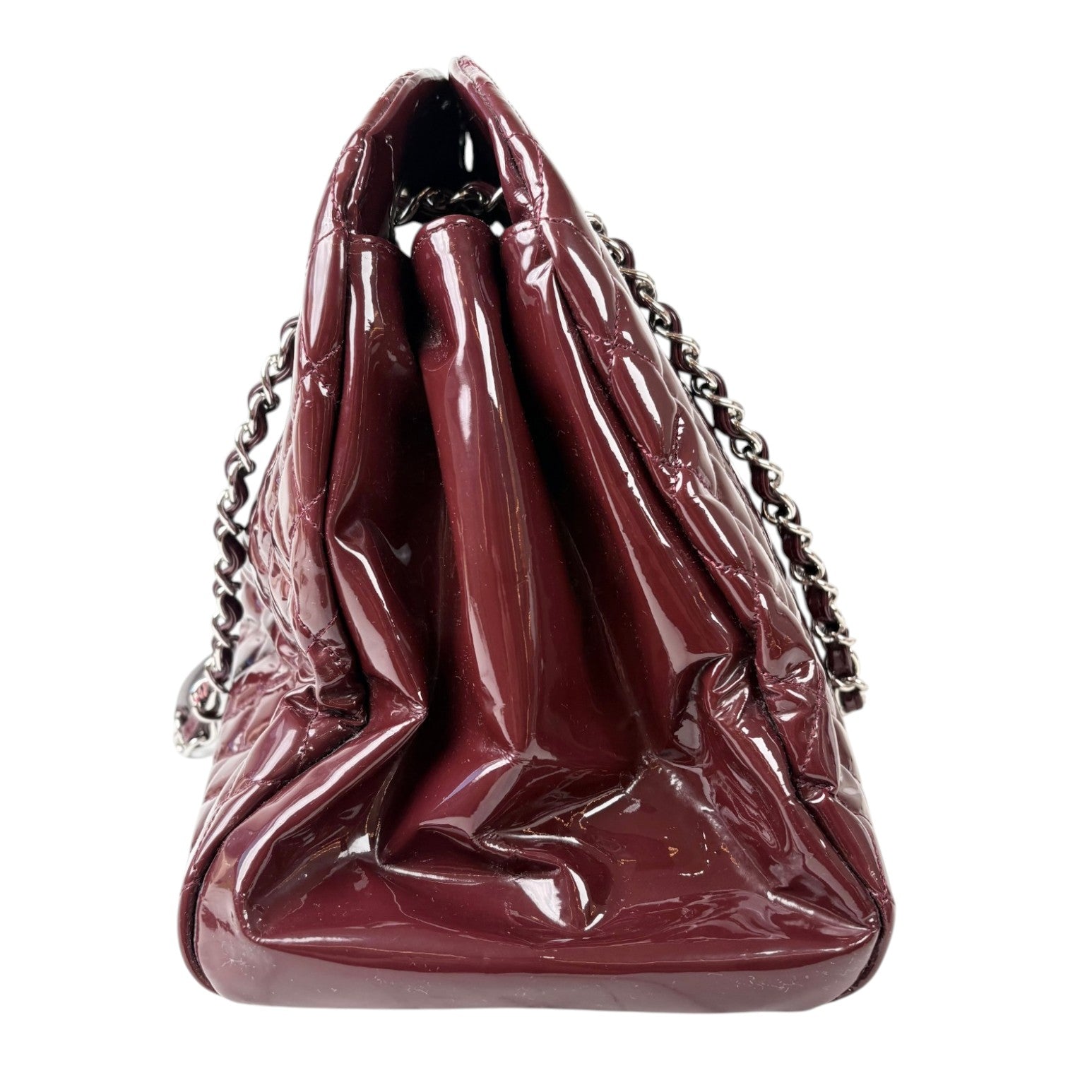 Chanel Patent Burgundy Mademoiselle Bowling Bag