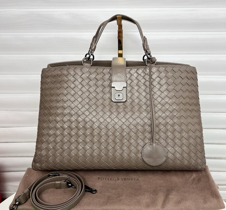 Bottega Veneta Taupe Intrecciato Leather Roma Bag C19488319355