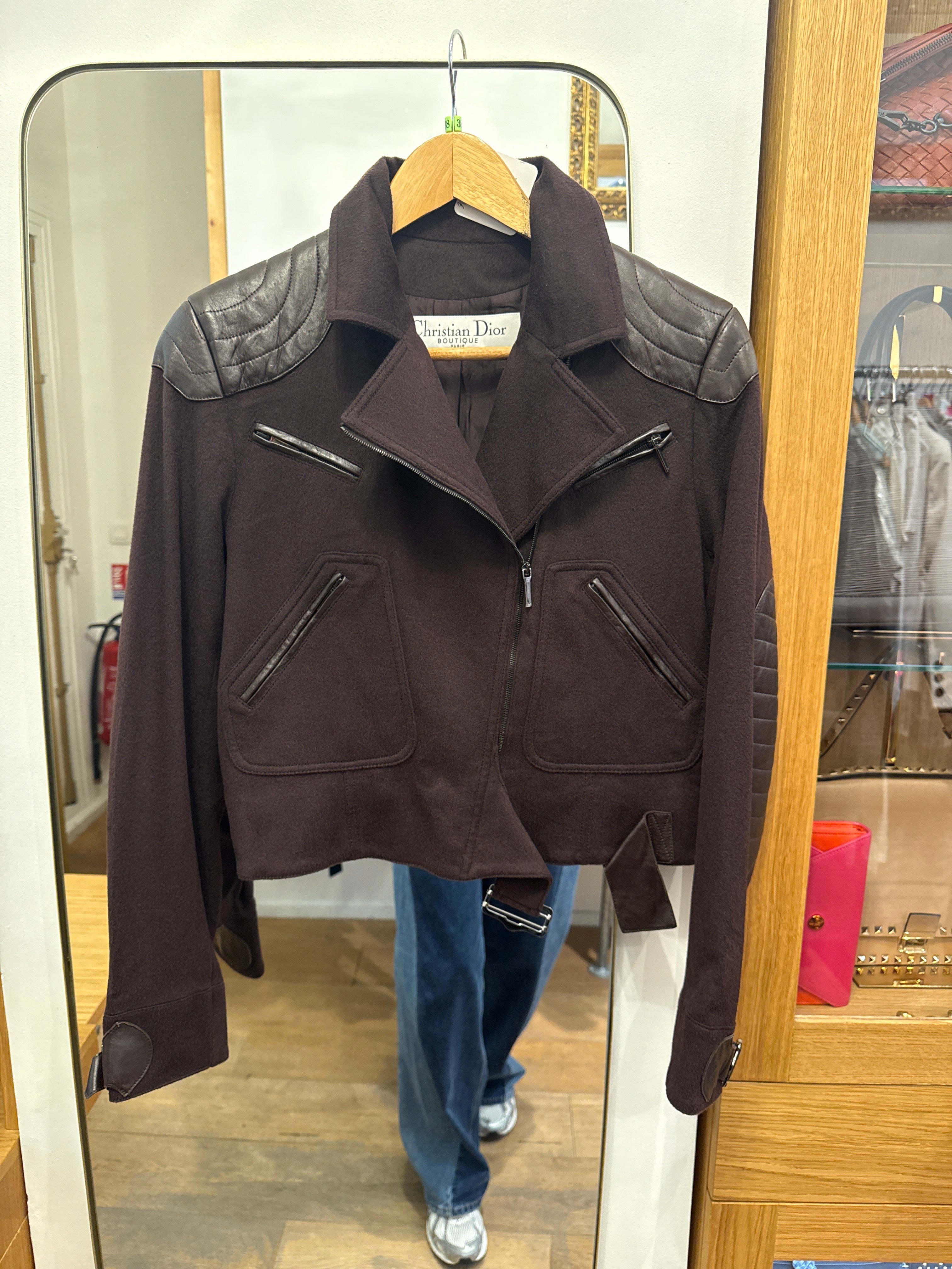 Christian Dior Plun leather and cashmere jacket AGC3600