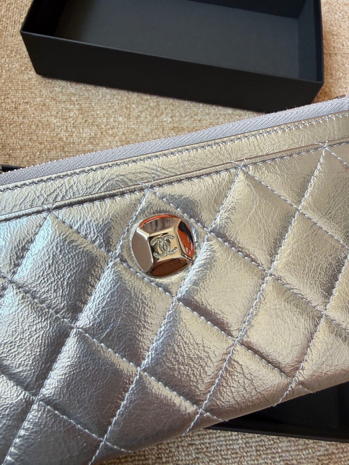 Chanel Quilted Leather Long Wallet - Silver image 12