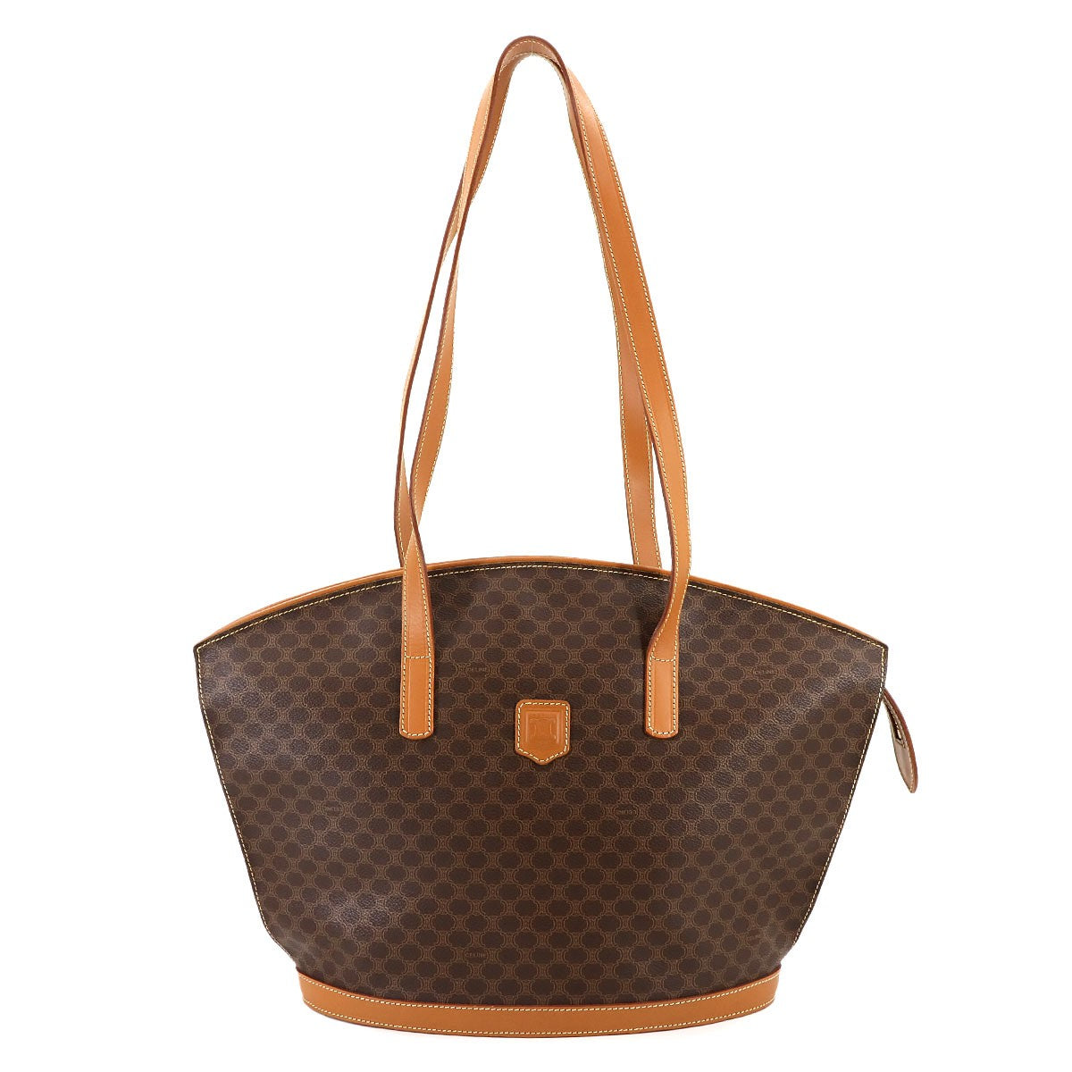 CELINE Macadam Tote Bag PVC Leather Brown Vintage Purse 902752650