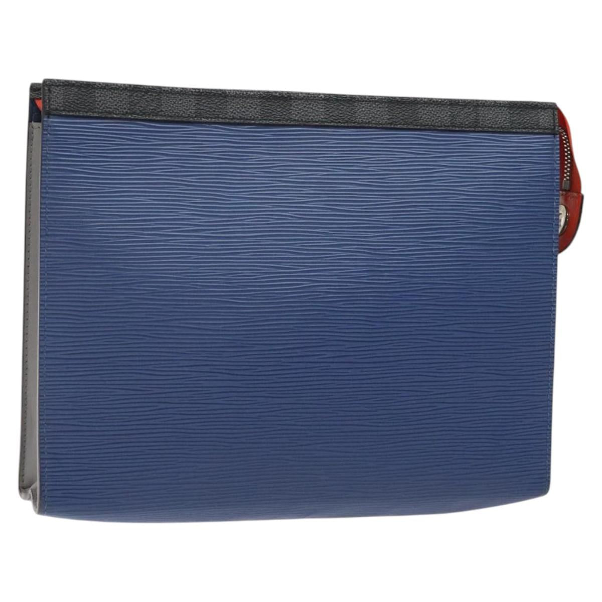LOUIS VUITTON Epi Pochette Voyager MM Pouch Blue M62912 LV Auth 127163 127163