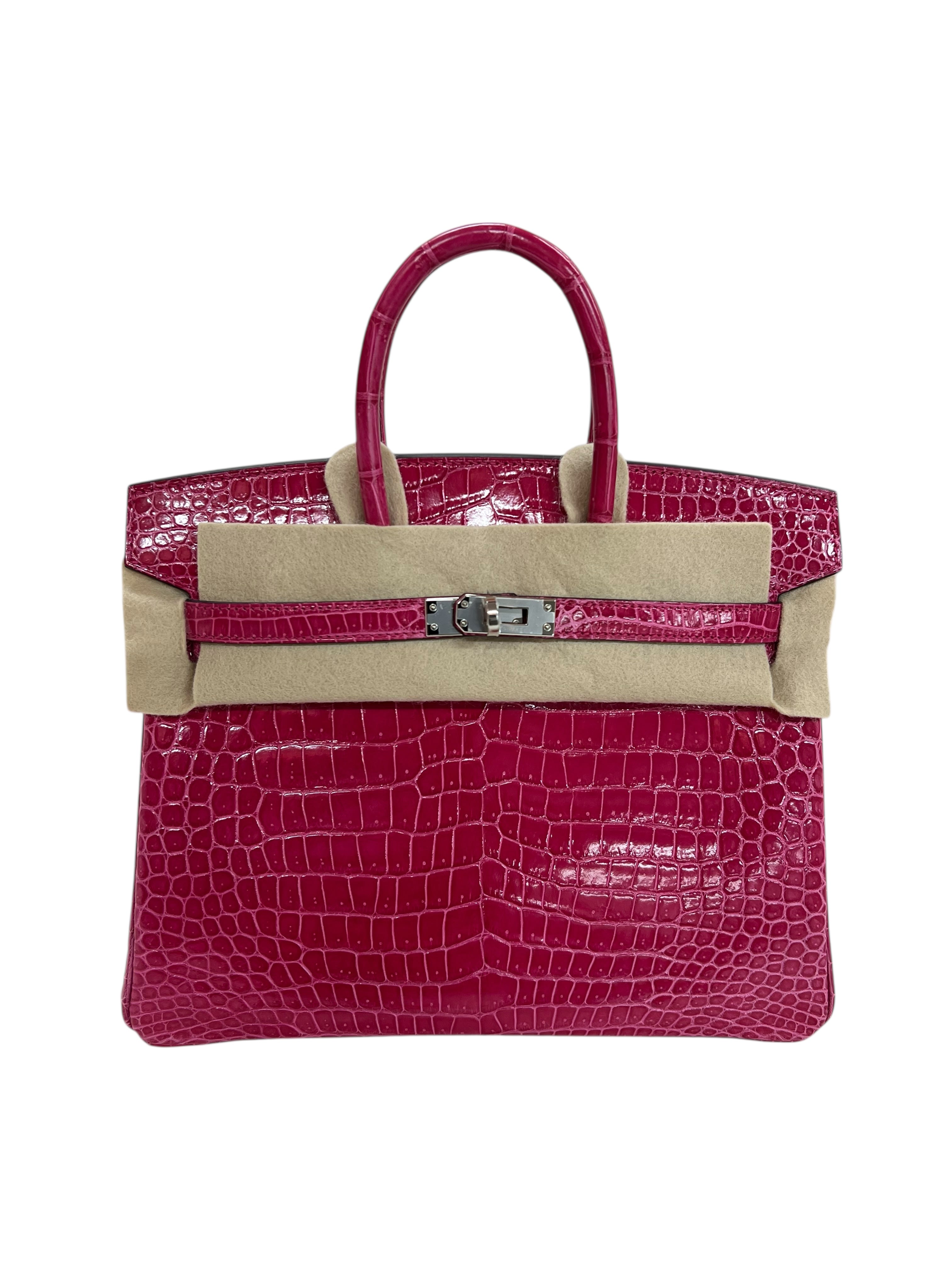 Hermes Birkin 25 Rose Pourpre Shiny Alligator PHW #U SKCJB-301879