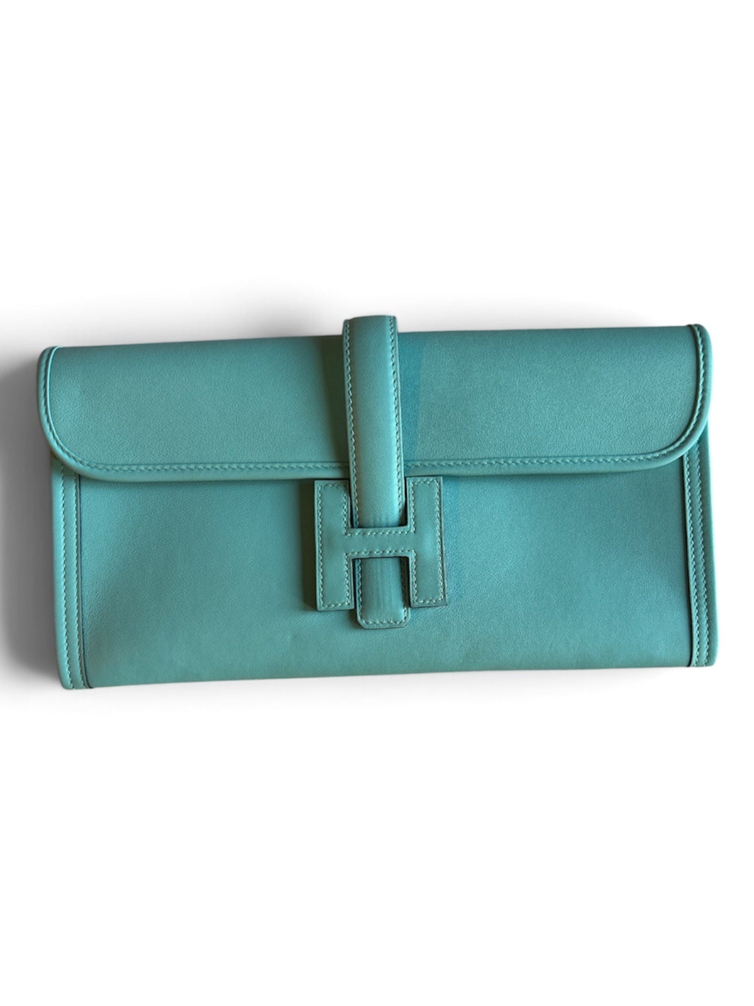 Hermes Blue Jige Elan Clutch in Evercolor