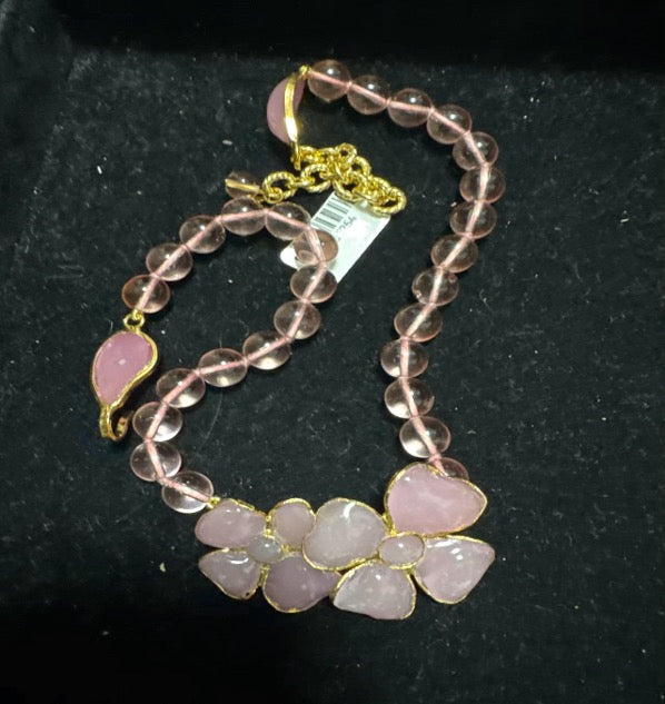 FM Little Flower Pink Glass Necklace LZ405254