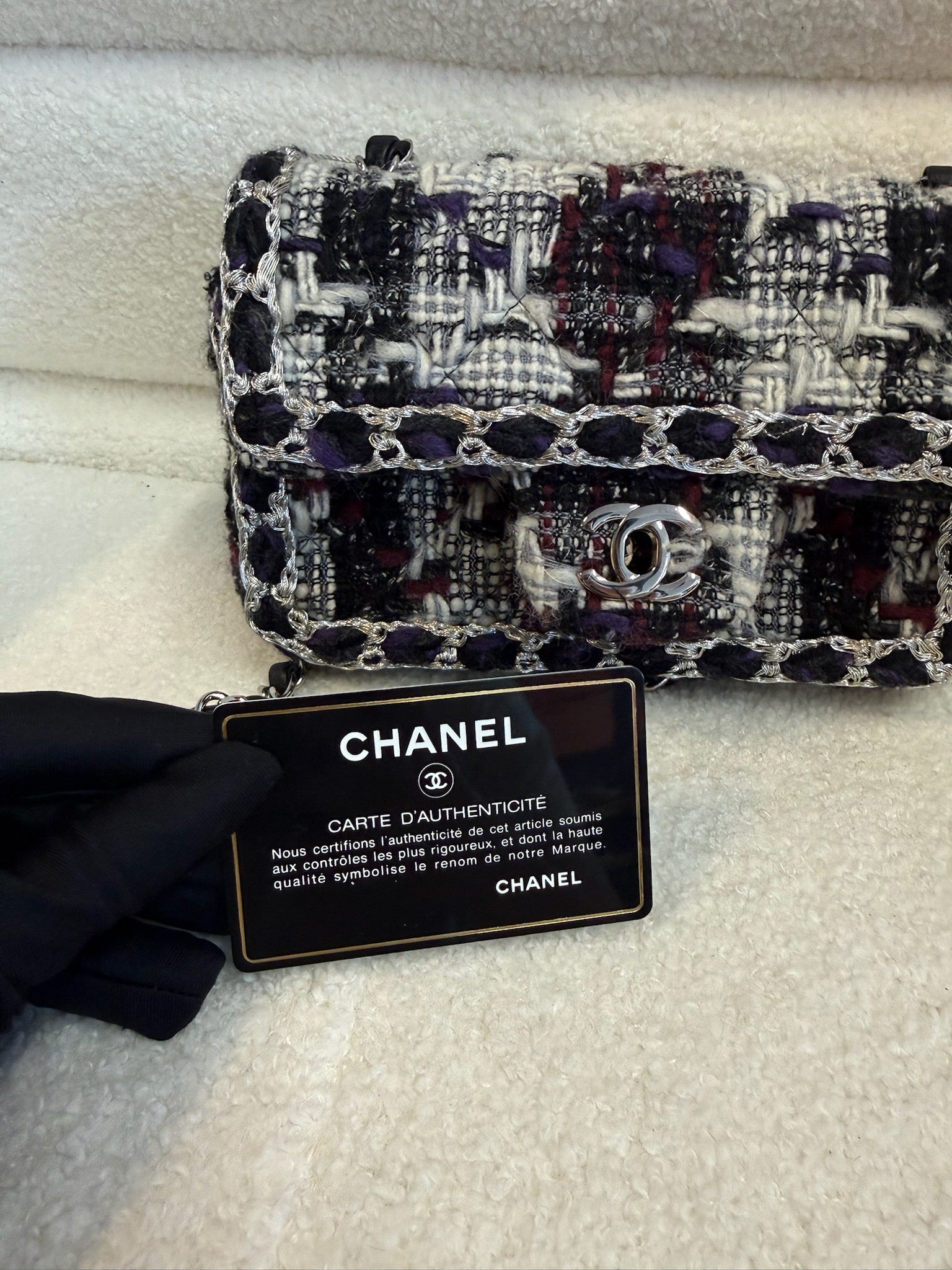 Chanel Mini Classic Flap Bag - Tweed Multicolour image 13