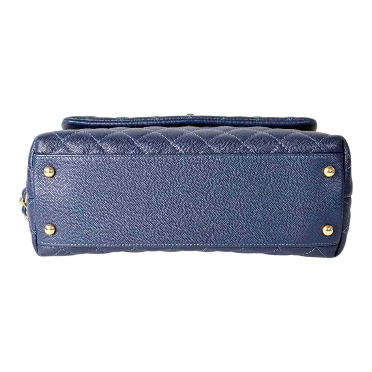 Chanel Dark Blue Coco Handle Medium Caviar with GHW