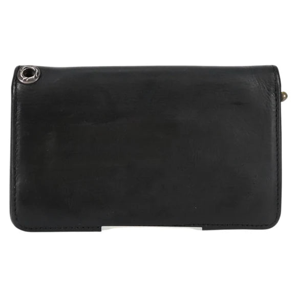 Chrome Hearts 1 Zip Wallet Flare Button Compact Wallet Leather Auth 134689M 134689M