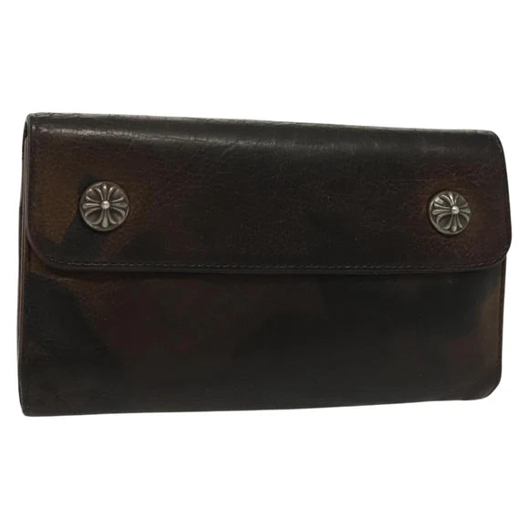 Chrome Hearts Wave Cross Ball Long Wallet Leather Green Auth 136315 136315