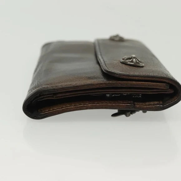 Chrome Hearts Wave Cross Ball Long Wallet Leather Green Auth 136315 136315