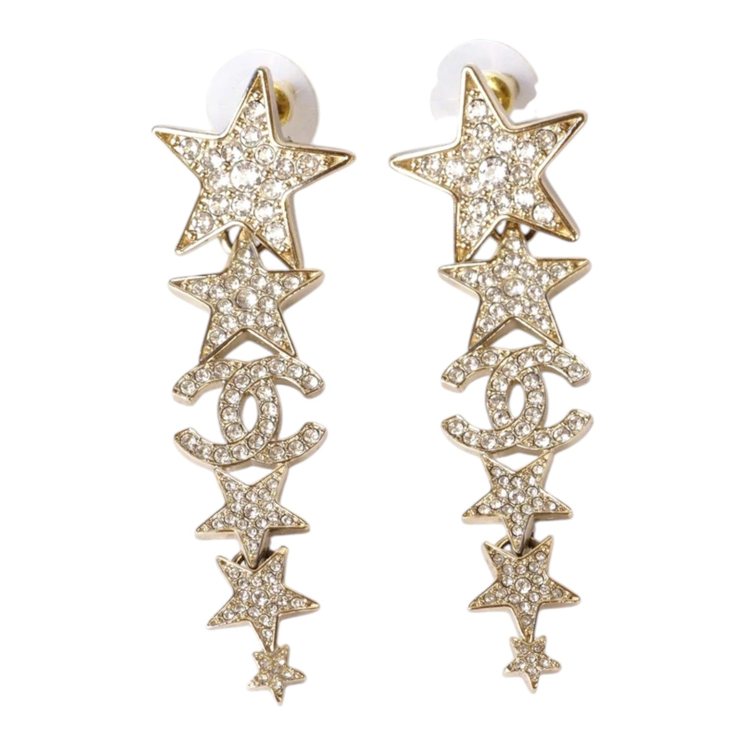 Chanel CC Crystal Graduated Star Earring 23C