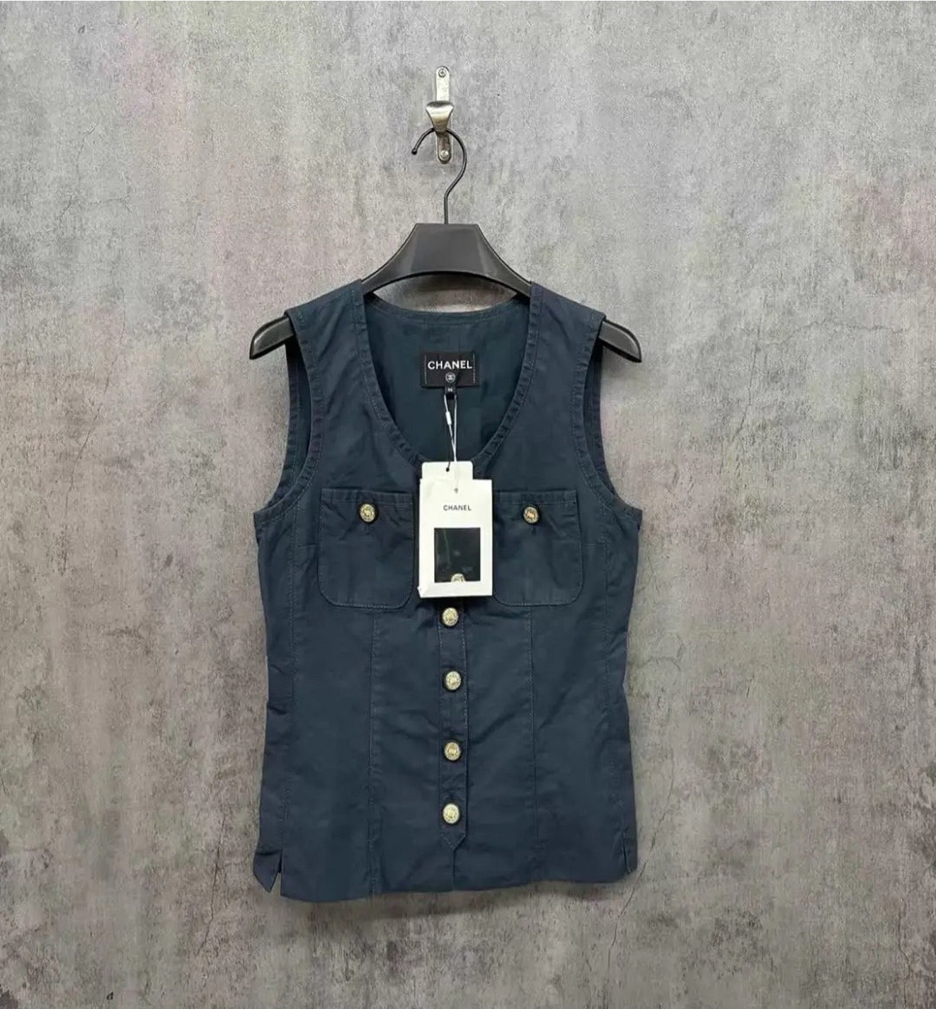 Chanel Blue Vest with Gold Buckles, Size 38 LZ0416GYT9993