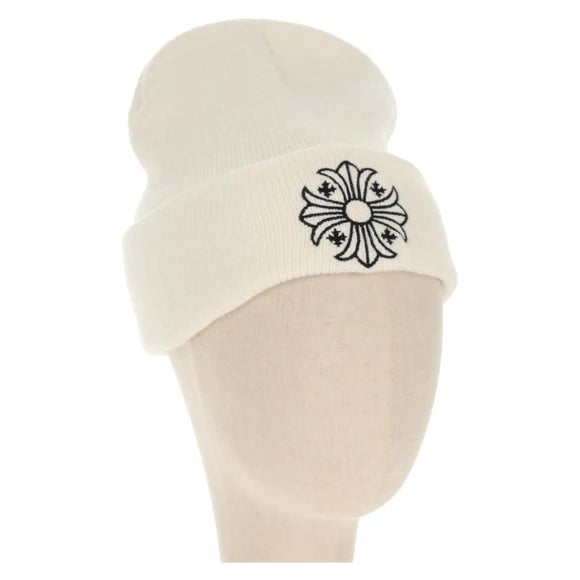 Chrome Hearts CH Plus Stitch Acrylic Beanie Cap Acrylic White Auth 140399M 140399M