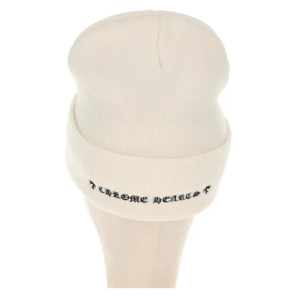 Chrome Hearts CH Plus Stitch Acrylic Beanie Cap Acrylic White Auth 140399M 140399M