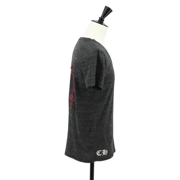 Chrome Hearts Horseshoe V neck Short sleeved T-shirt Polyester Gray Auth 140403M 140403M