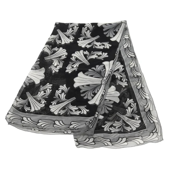 Chrome Hearts Framed Silk Scarf Silk Black Auth 140405M 140405M