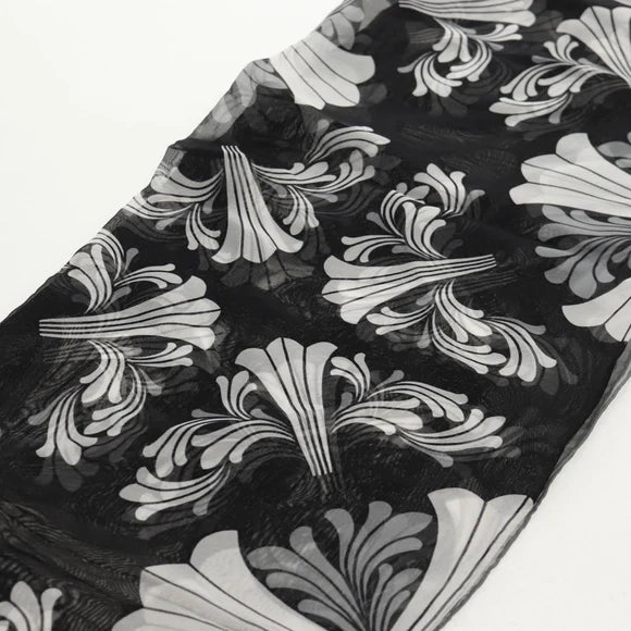 Chrome Hearts Framed Silk Scarf Silk Black Auth 140405M 140405M