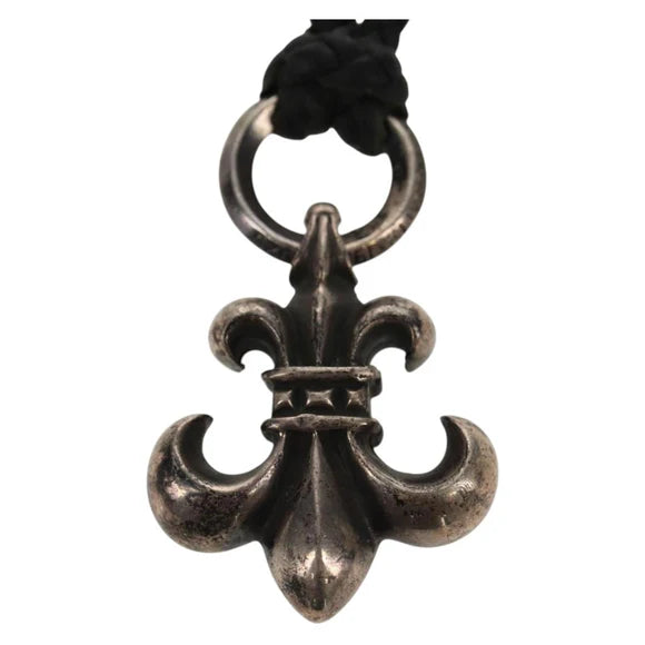 Chrome Hearts BS Flare Pendant/W Leather Braid Ag925 Silver Auth 140412M 140412M