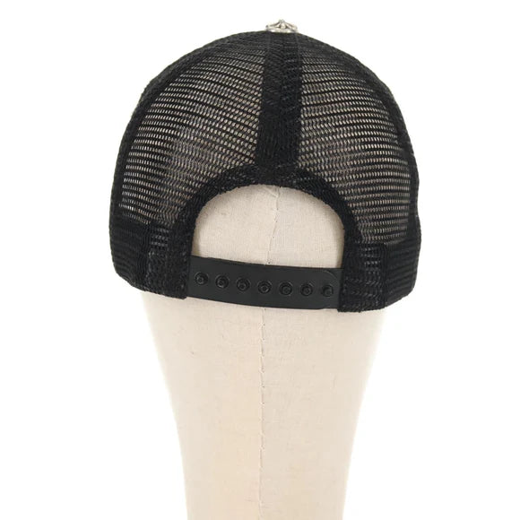 Chrome Hearts CH Patch Cross Ball Mesh Tracker Cap Cotton Black Auth 141185M 141185M