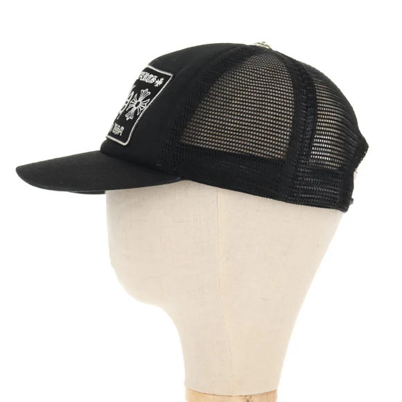 Chrome Hearts CH Patch Cross Ball Mesh Tracker Cap Cotton Black Auth 141185M 141185M