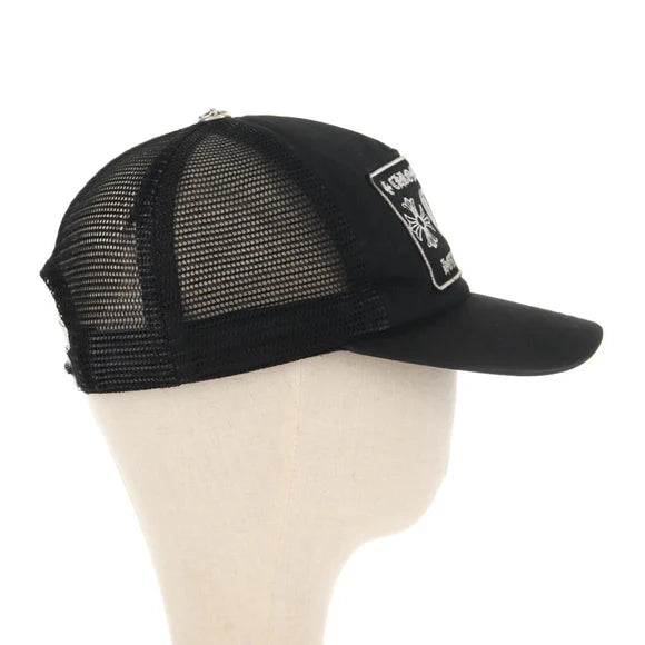Chrome Hearts CH Patch Cross Ball Mesh Tracker Cap Cotton Black Auth 141185M 141185M