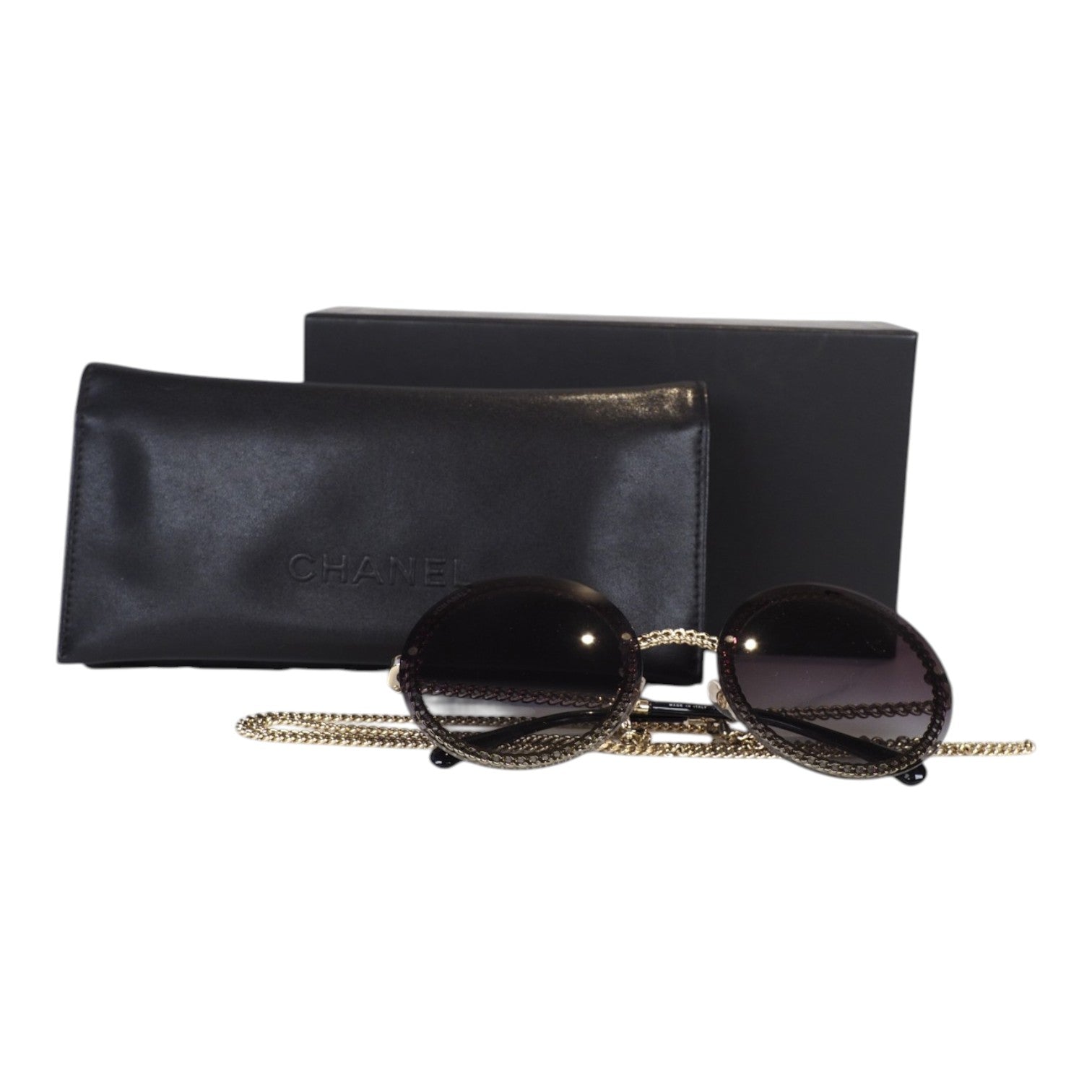 Chanel Round Sunglasses with Gold Chain