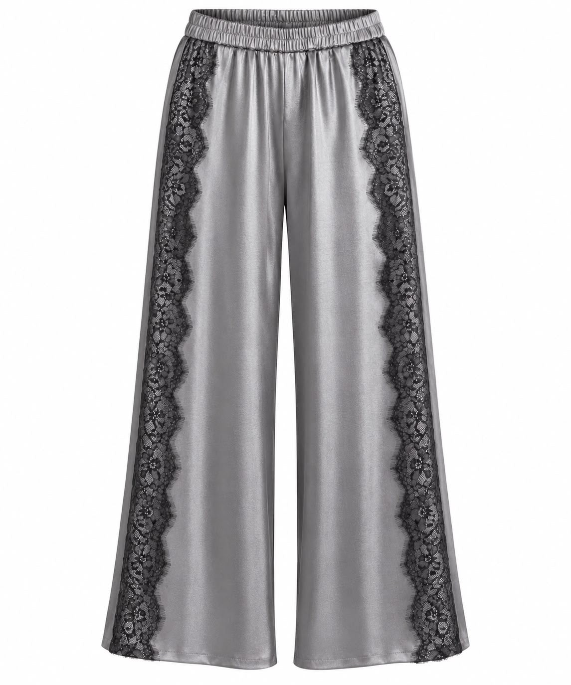 TROUSER GILDA SILVER SILK VELVET GREY LACE MCL13557