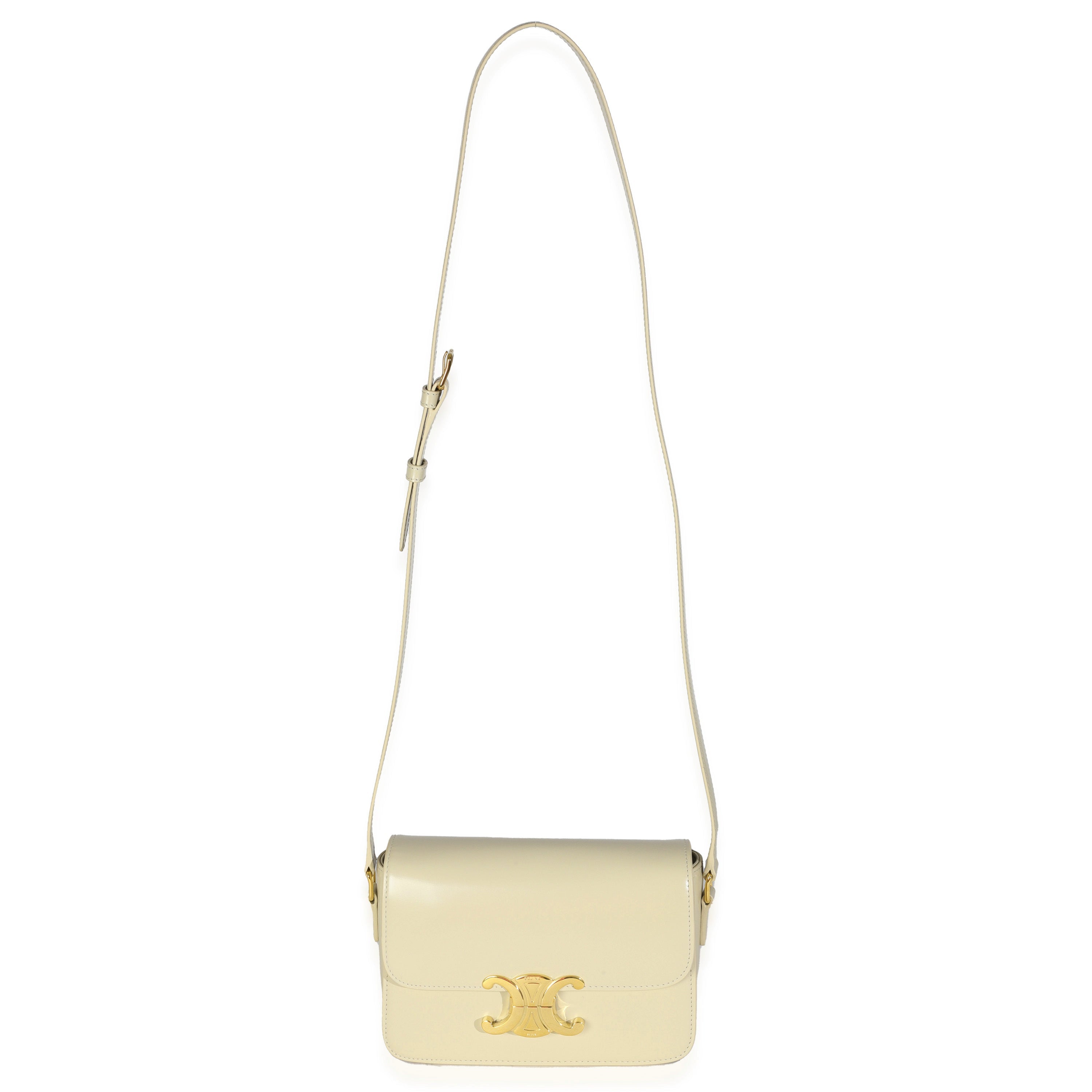 Celine Light Stone Shiny Calfskin Classique Triomphe Bag Handbag ad1