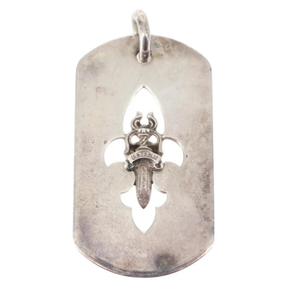 Chrome Hearts Cutout Flare Dagger Dog Tag Pendant Top Ag925 Silver Auth 150920AM 150920AM