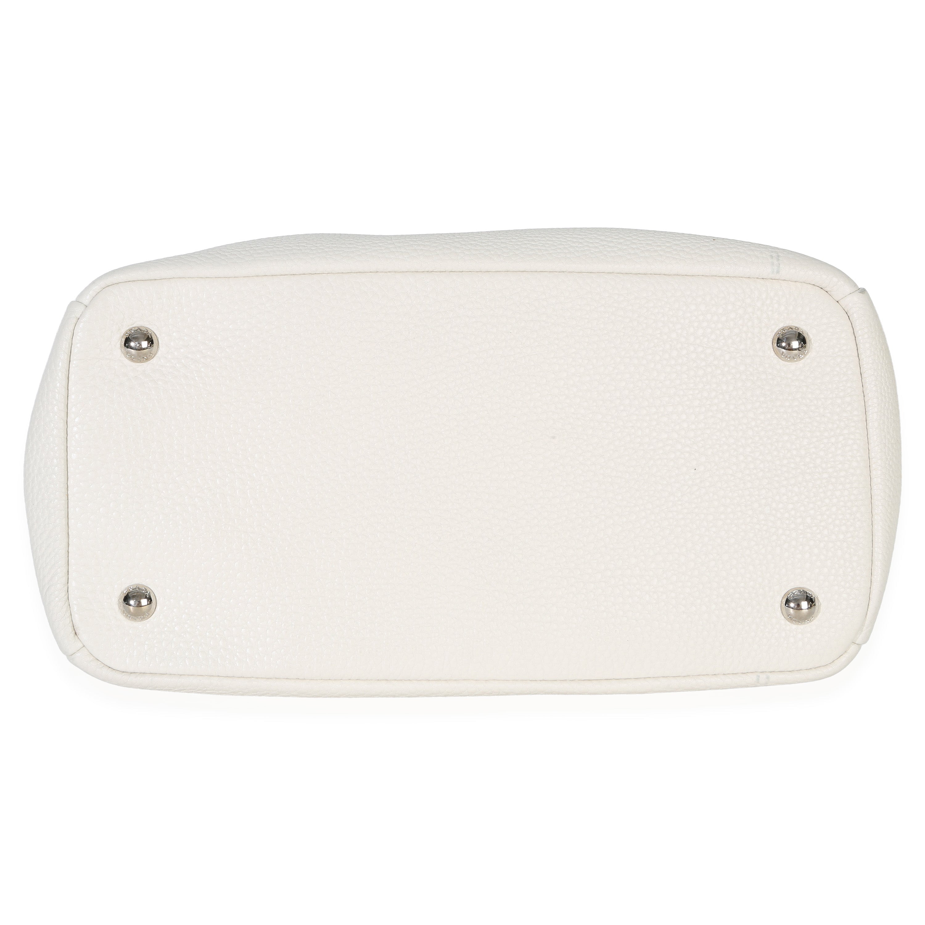 Prada White Vitello Daino Double Zip Shopping Tote Handbag stamp