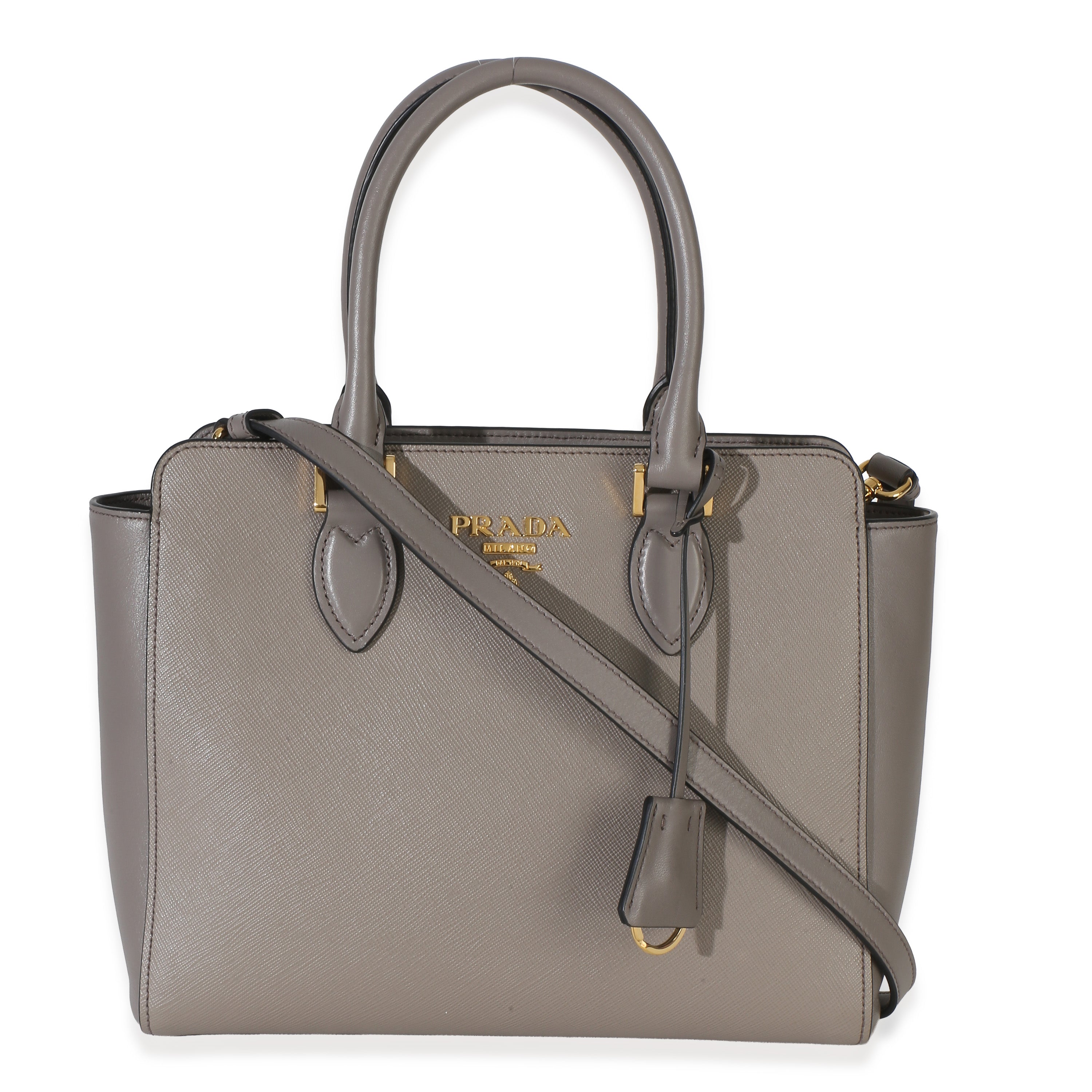 Prada Argilla Saffiano Soft Calfskin Small Top Handle Tote Handbag id