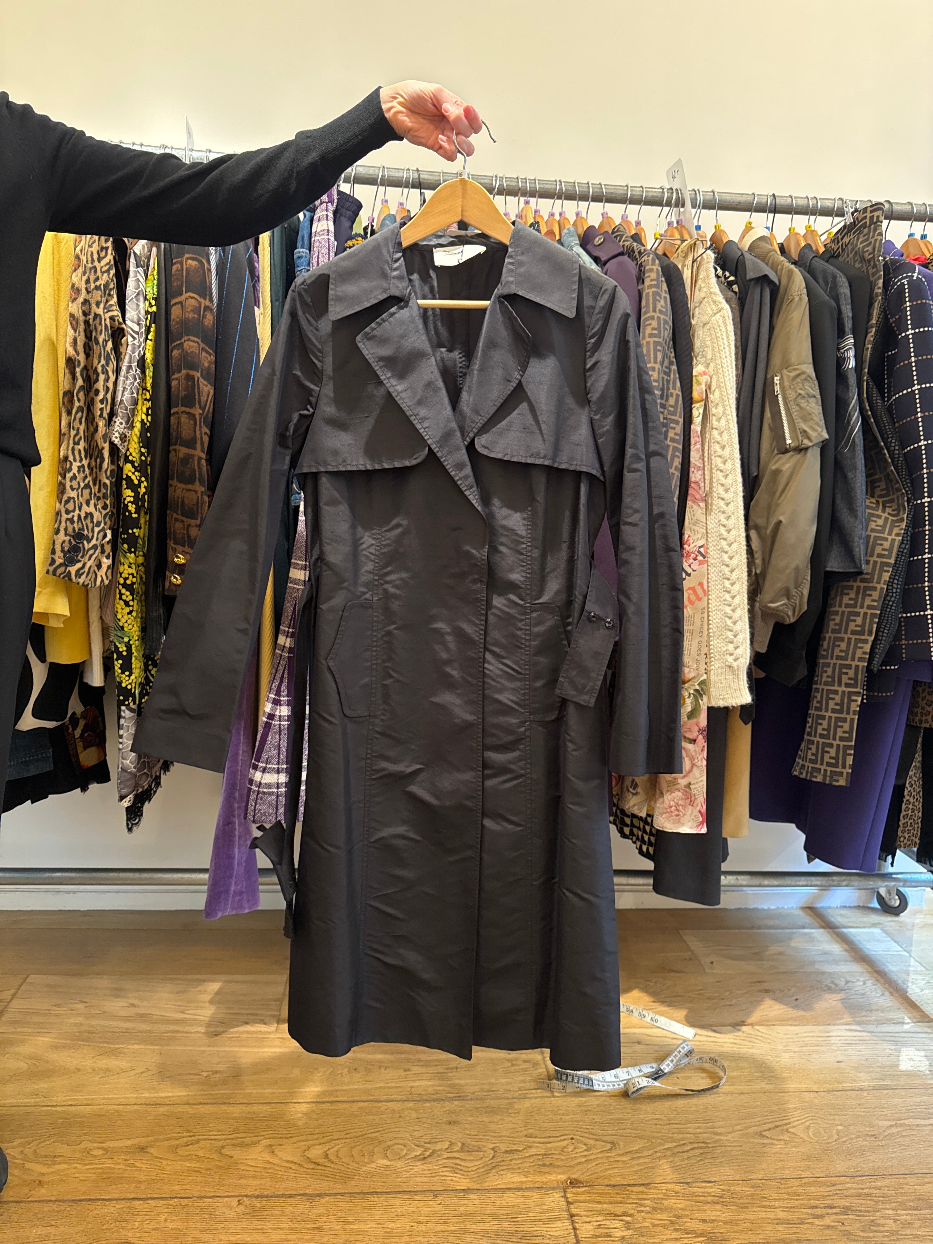 VALENTINO BLACK SILK TRENCH COAT AGC3107