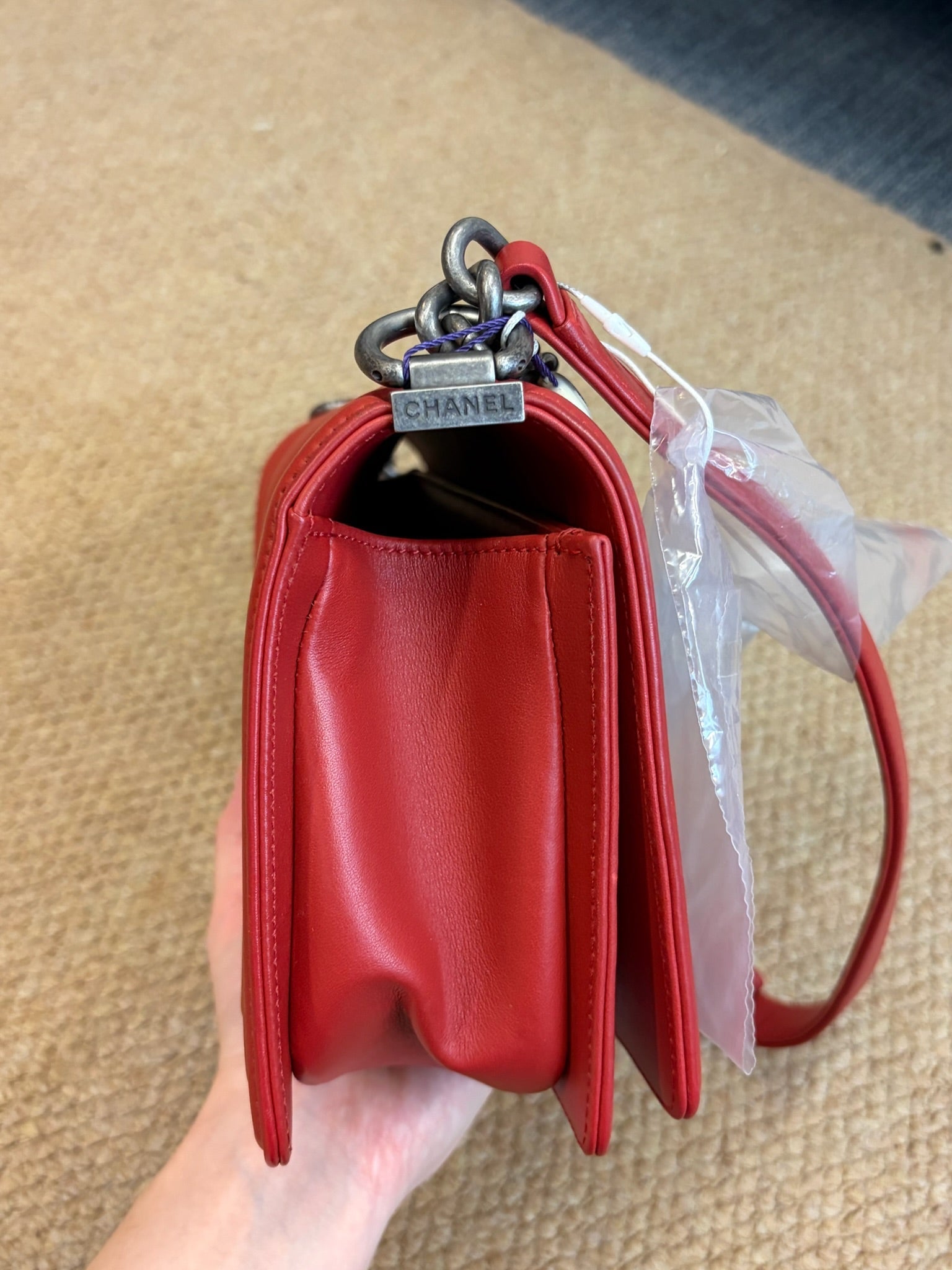 Chanel Le Boy Medium Chevron Red
