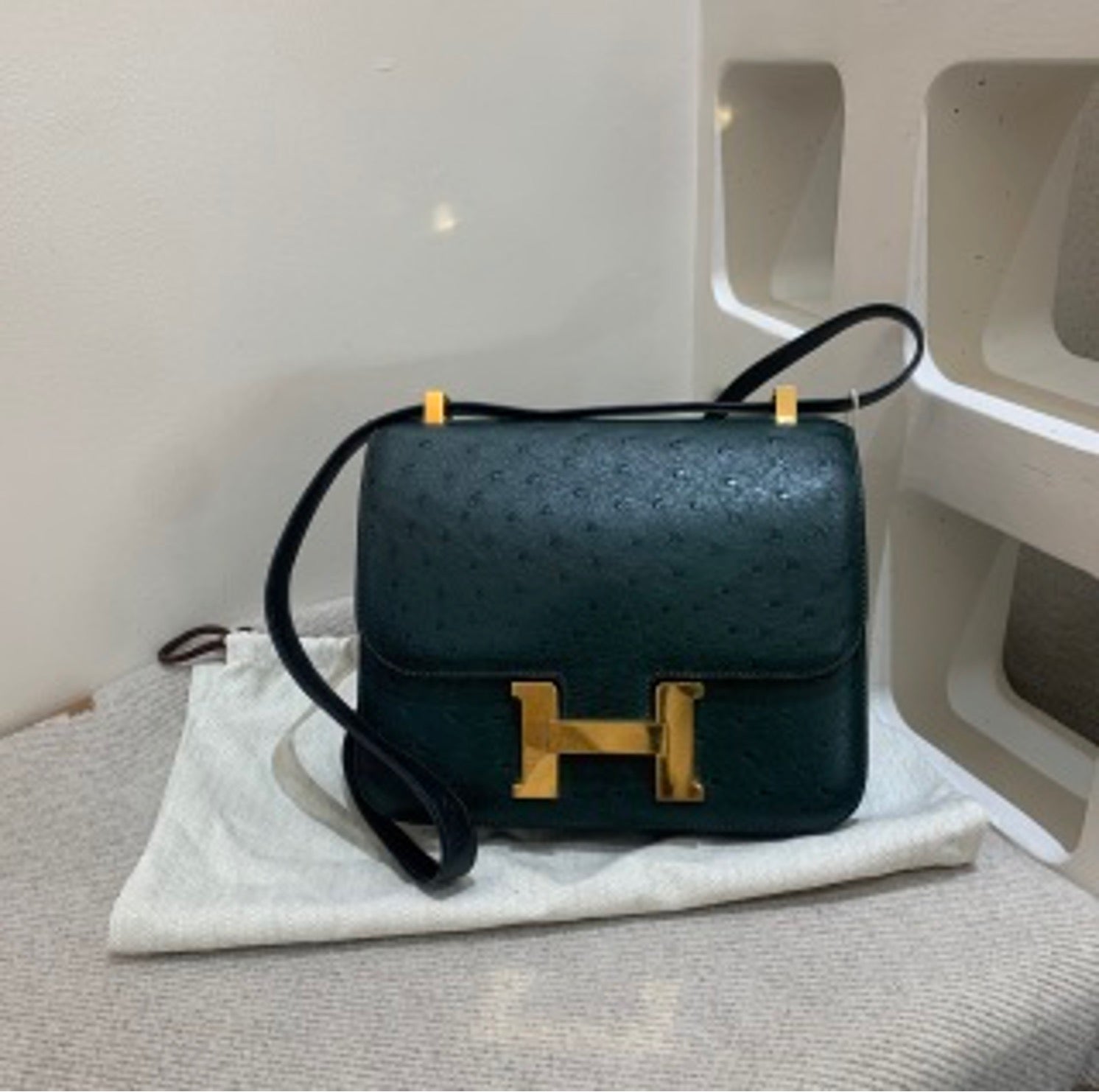 Hermes Constance 24 Titan Green Ostrich Leather A-grade Sequin US3102230