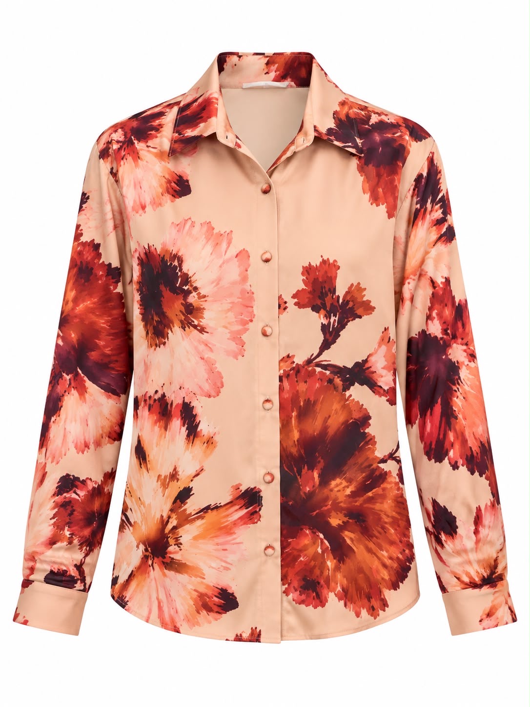 SHIRT BIANCA SUEDE SILK SLEEVES ROLL UP NUDE FLORAL MCL13411
