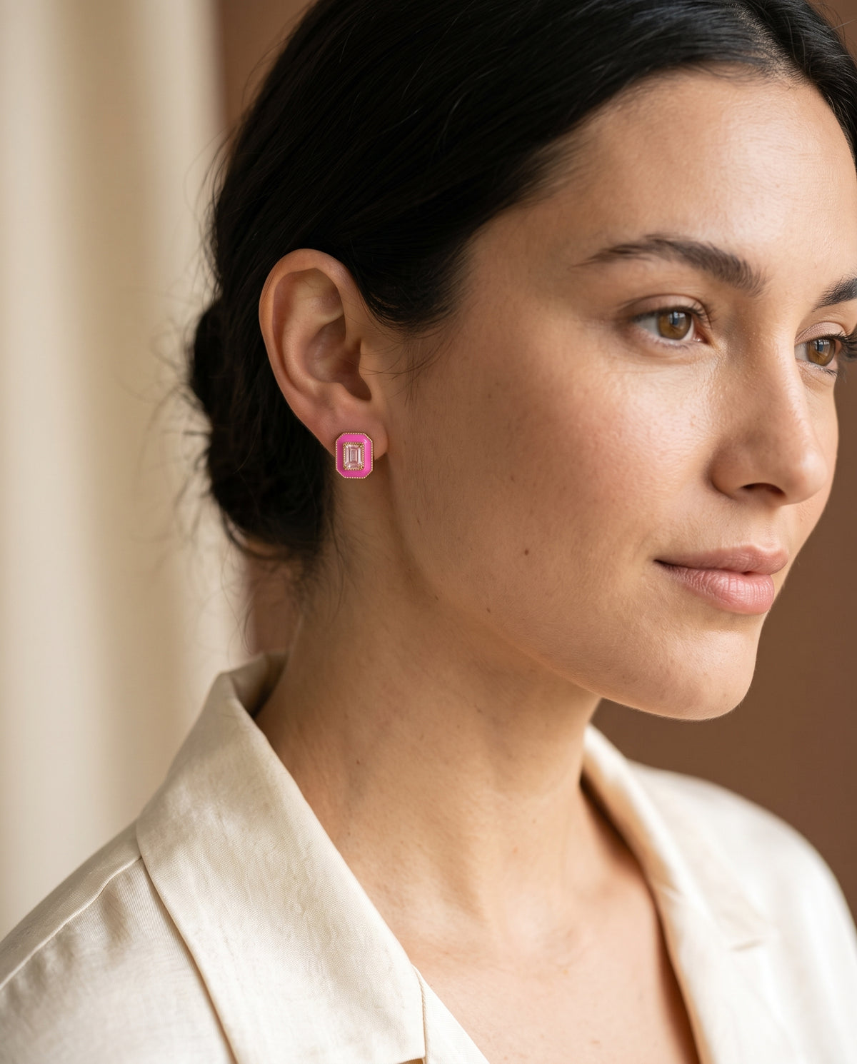 Stoa - 0.8crts Pink Sapphire Emerald Earrings HOA005