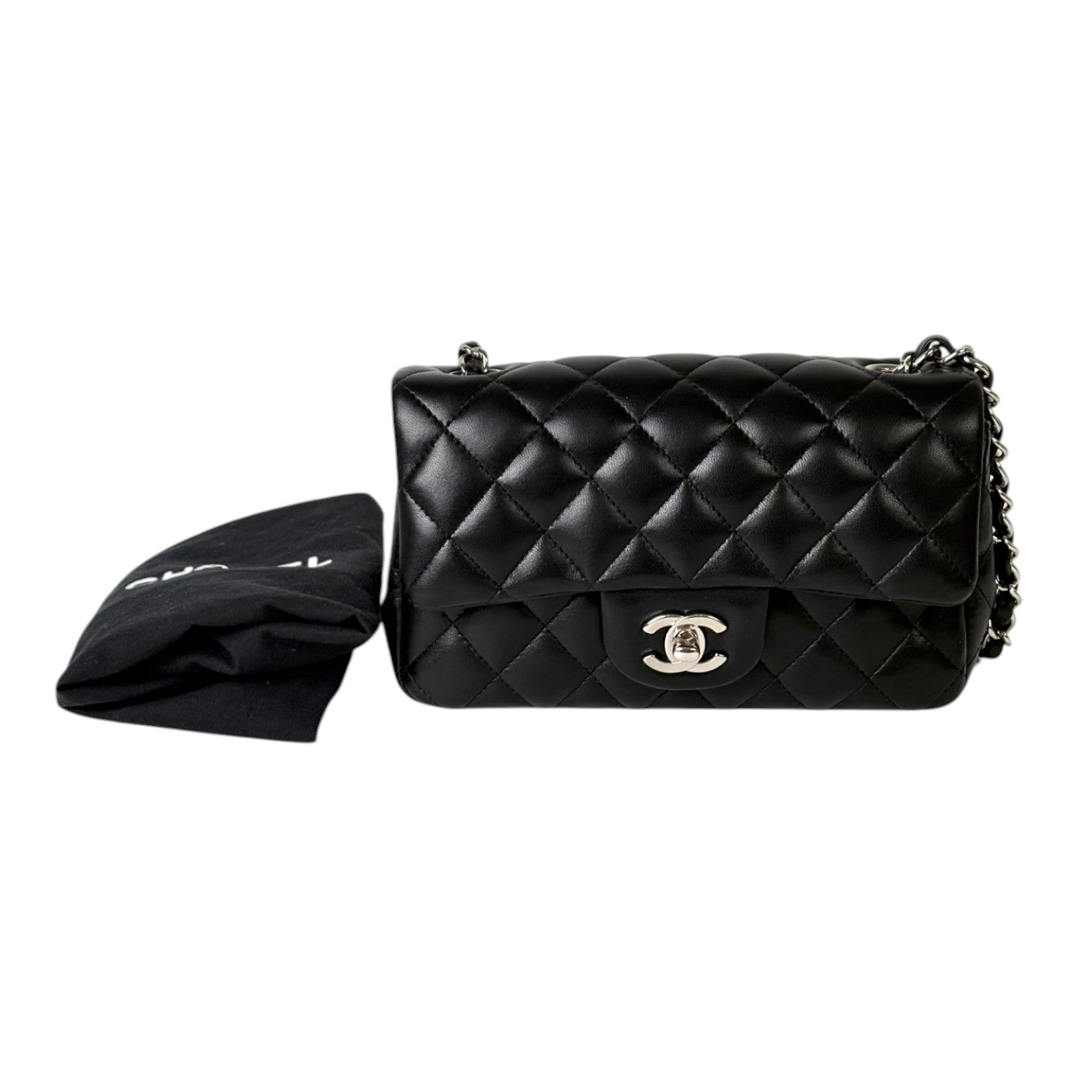 Chanel Mini Classic Flap Bag in Black with Silver Hardware