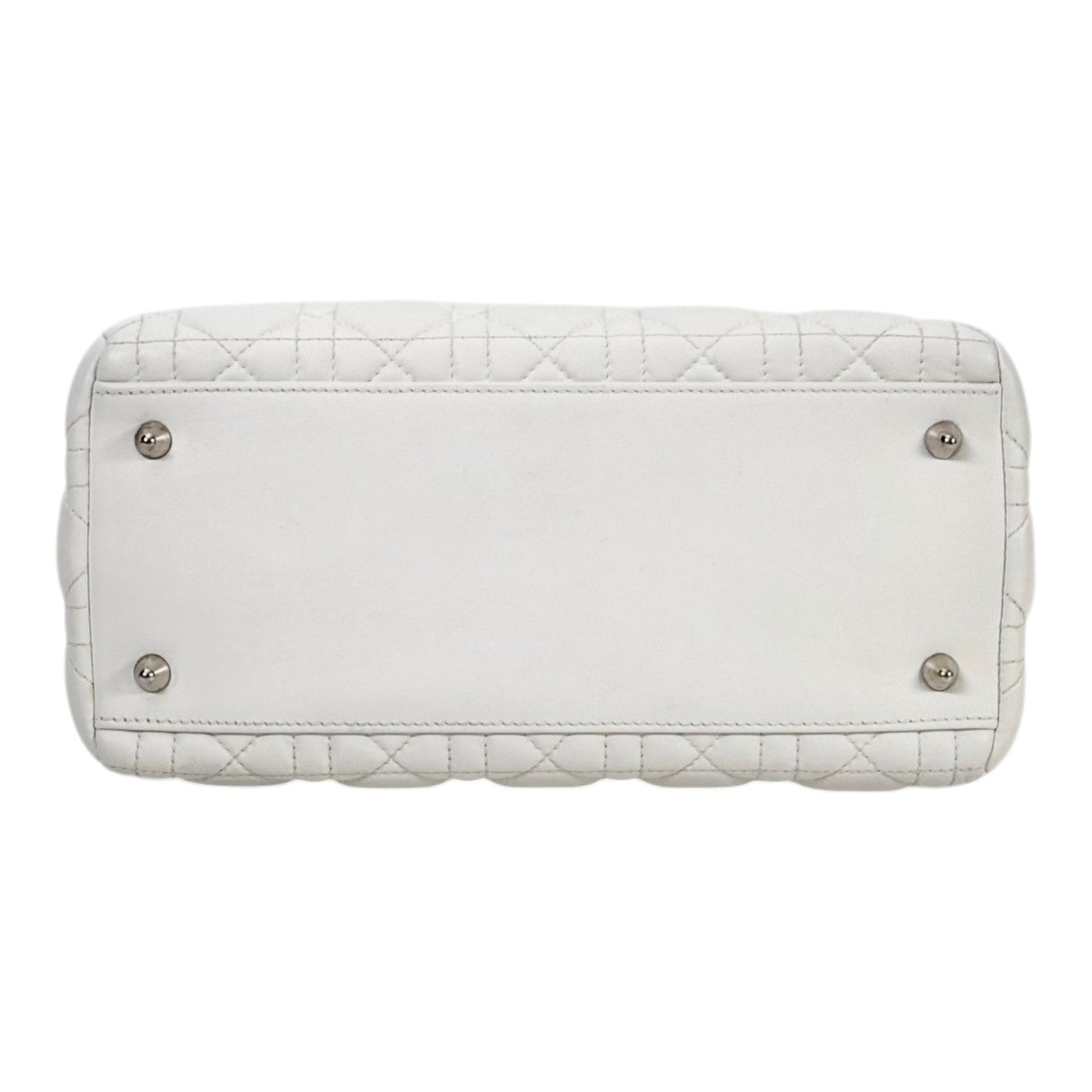 Dior White Medium Lady Dior in Lambskin
